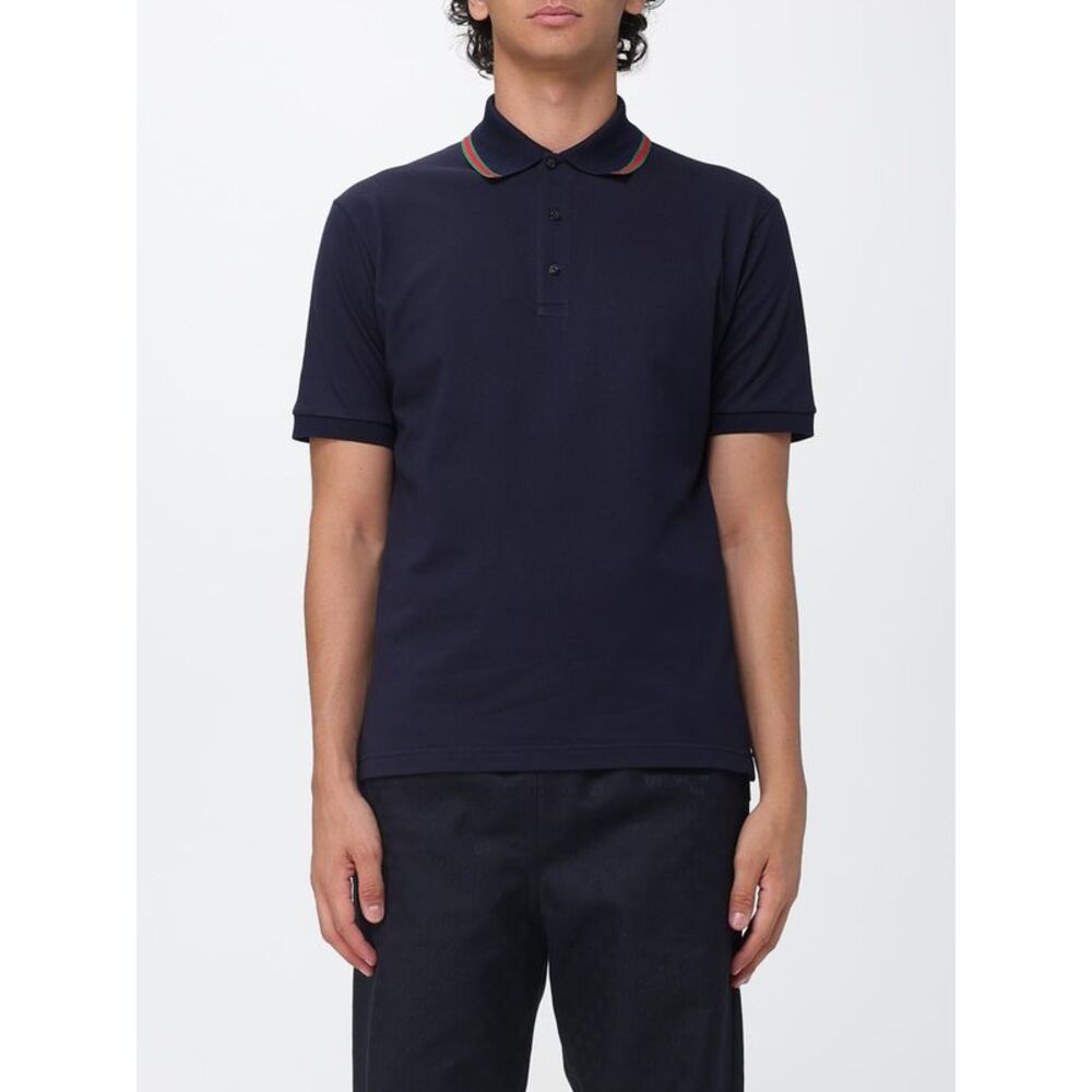 Gucci Men Gucci Short-Sleeved Cotton Polo With Web Detail And Contrast Trim